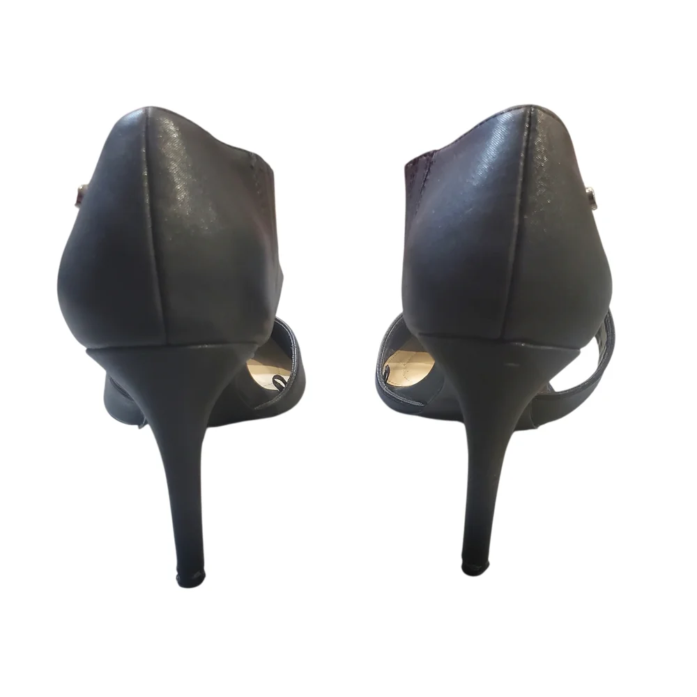 Jones New York Colette Heels Womens Size 6M Black Strappy Stiletto Slip On Pumps